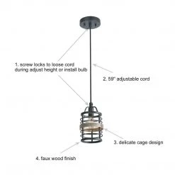 LNC Faux-Wood Cage Pendant Hot Sale