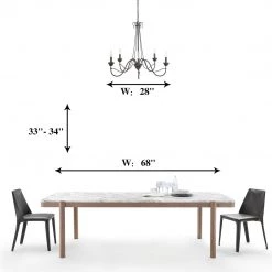 LNC Simple Metal Chandelier - 5 Lights-Open Box