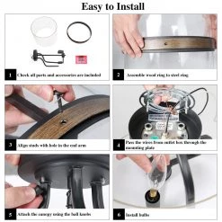 Lighting LNC Glass Drum Semi Flush Mount Light - 3 Lights