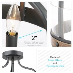 Lighting LNC Glass Drum Semi Flush Mount Light - 3 Lights-Open Box