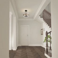 Lighting LNC Glass Drum Semi Flush Mount Light - 3 Lights