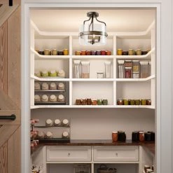 Lighting LNC Glass Drum Semi Flush Mount Light - 3 Lights