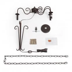 LNC Metal Chandelier With Wood Drop - 3 Lights-Clearance Lighting