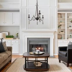 LNC Metal Chandelier With Wood Drop - 3 Lights-Clearance Lighting