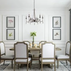 LNC Metal Chandelier With Wood Drop - 6 Lights