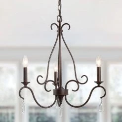 LNC Metal Chandelier With Crystal Drop - 3 Lights Hot Sale