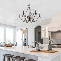 LNC Iron With Crystal Drop Chandelier - 6 Lights