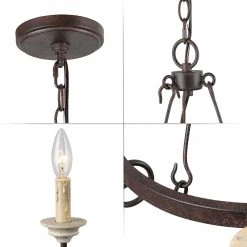 LNC Simple Slim Wagon Wheel Chandelier Light - 6 Lights-Clearance 16 LNC Simple Slim Wagon Wheel Chandelier Light - 6 Lights-Clearance