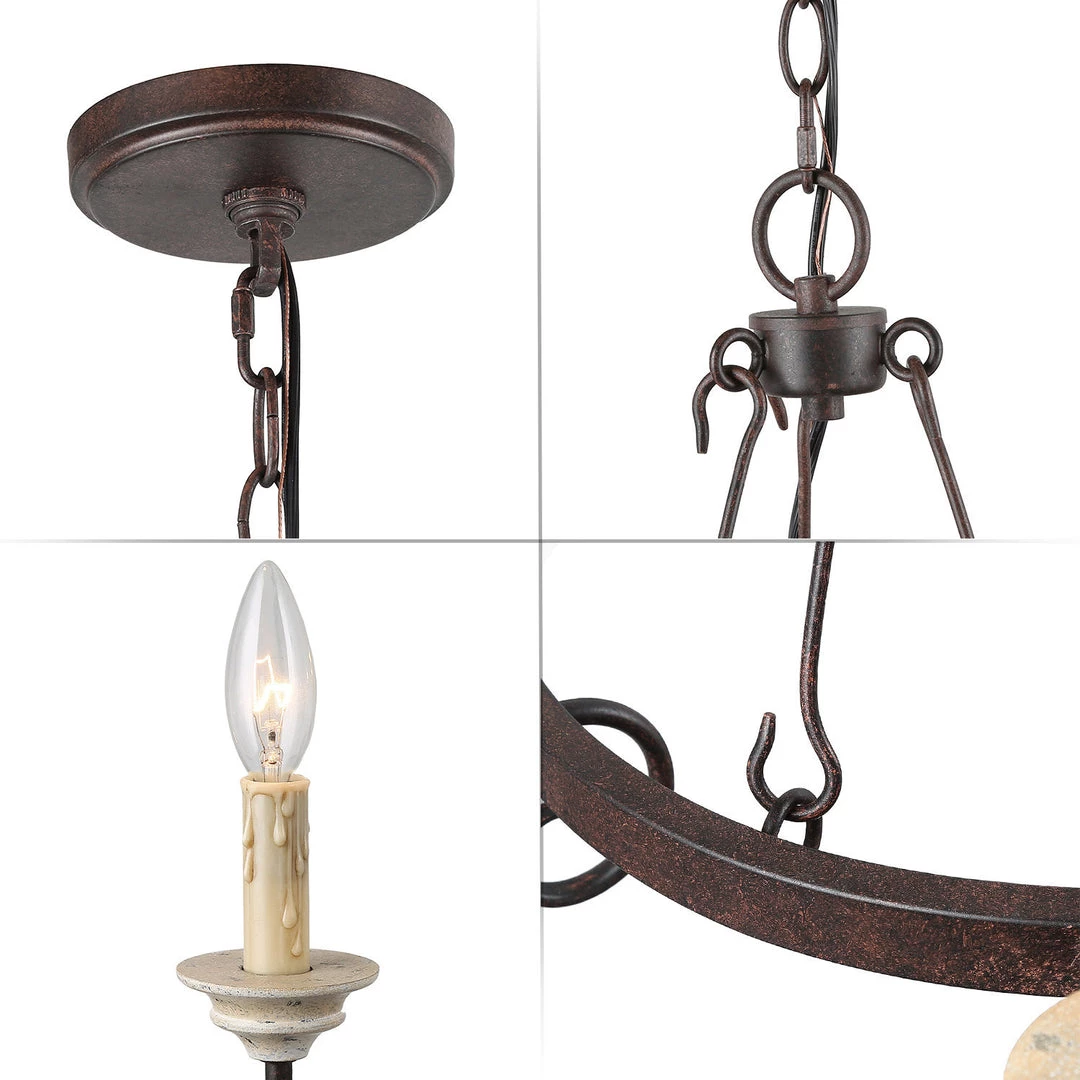 LNC Simple Slim Wagon Wheel Chandelier Light - 6 Lights-Clearance 9 LNC Simple Slim Wagon Wheel Chandelier Light - 6 Lights-Clearance