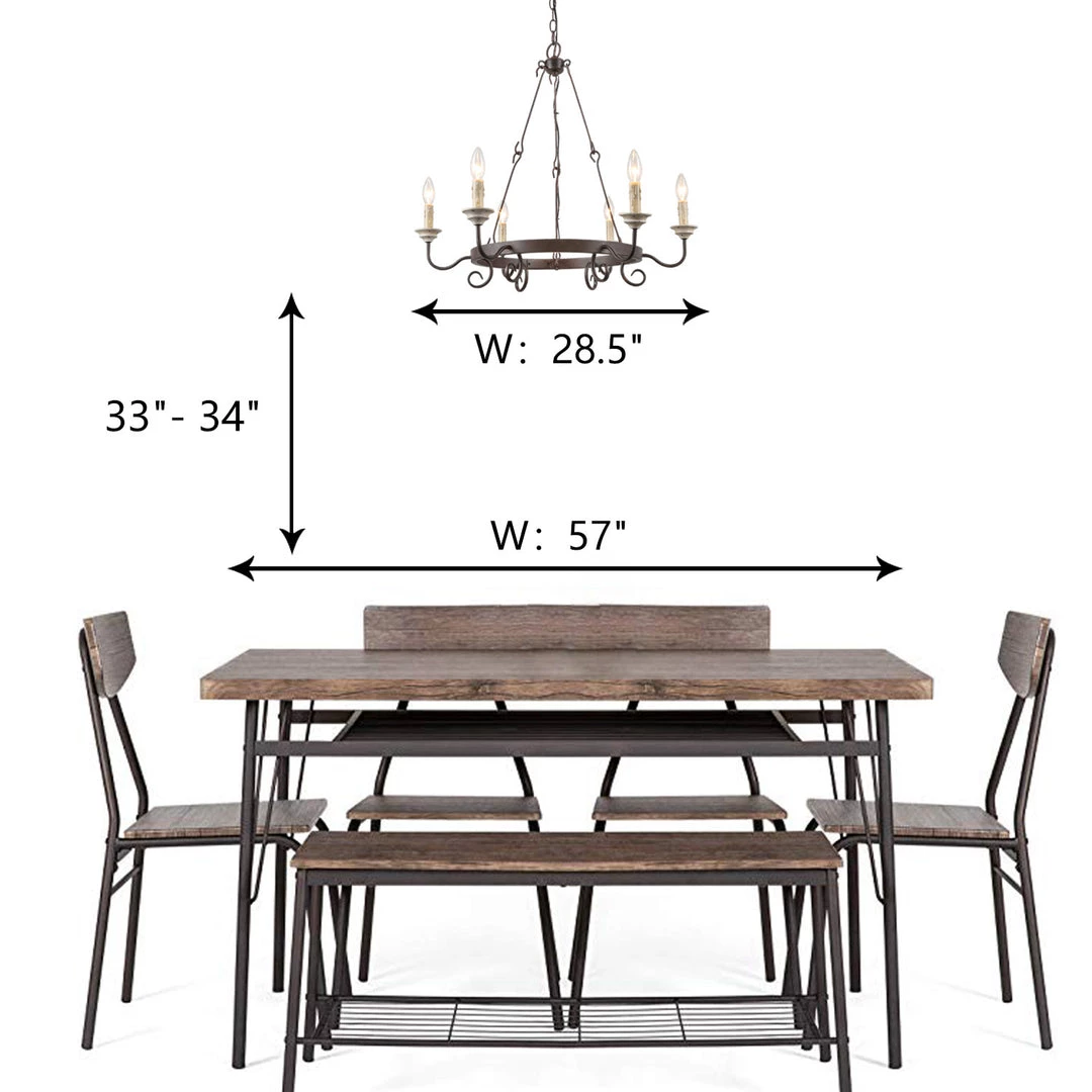 LNC Simple Slim Wagon Wheel Chandelier Light - 6 Lights-Clearance 8 LNC Simple Slim Wagon Wheel Chandelier Light - 6 Lights-Clearance