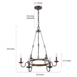 LNC Simple Wagon Wheel Chandelier Light - 6 Lights Hot Sale