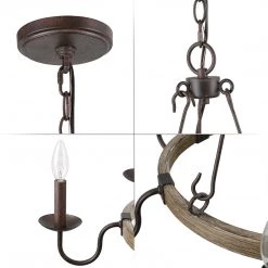 LNC Simple Wagon Wheel Chandelier Light - 6 Lights-Open Box Lighting