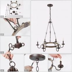 LNC Simple Wagon Wheel Chandelier Light - 6 Lights Hot Sale