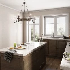 LNC Simple Wagon Wheel Chandelier Light - 6 Lights Hot Sale