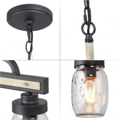 LNC Mason Jar Linear Chandelier - 3 Lights Hot Sale