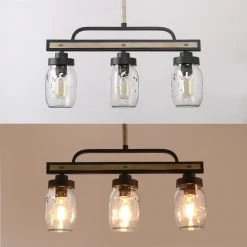 LNC Mason Jar Linear Chandelier - 3 Lights Hot Sale