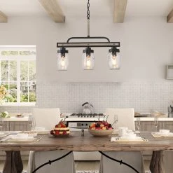LNC Mason Jar Linear Chandelier - 3 Lights Hot Sale