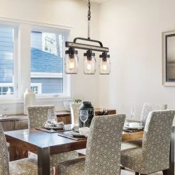 LNC Mason Jar Linear Chandelier - 3 Lights Hot Sale