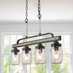 LNC HOME Mason Jar Linear Chandelier - 4 Lights-Open Box Lighting