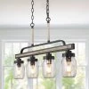 Lighting LNC Mason Jar Linear Chandelier - 4 Lights
