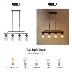 LNC HOME Mason Jar Linear Chandelier - 4 Lights-Open Box Lighting