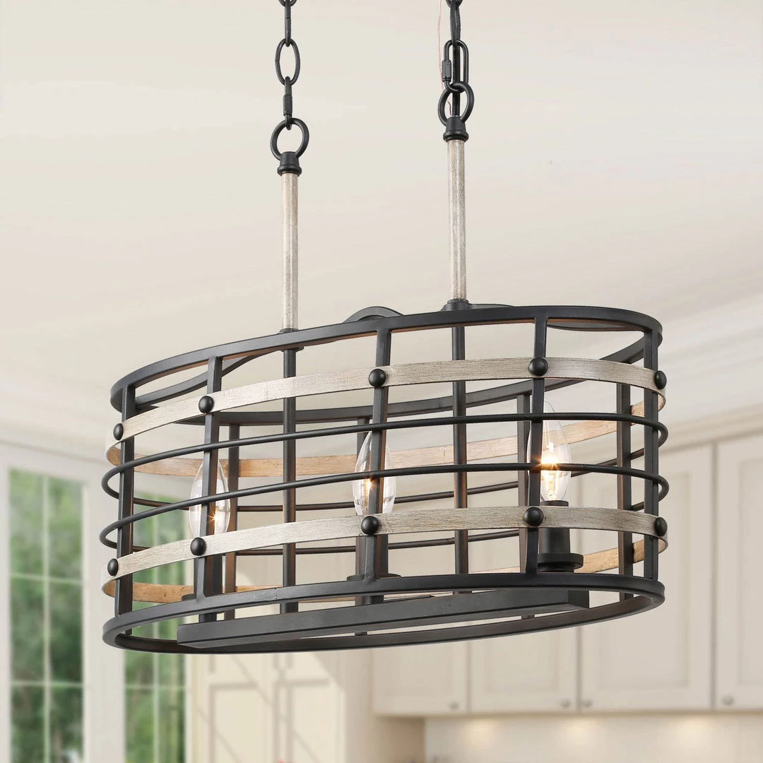 LNC Faux Wood Oval Cage Chandelier - 3 Lights Hot Sale 3 LNC Faux Wood Oval Cage Chandelier - 3 Lights Hot Sale