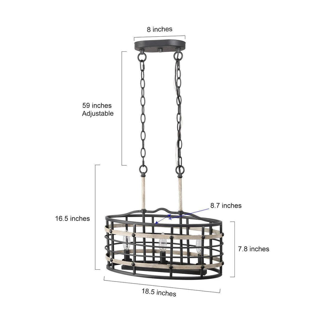 LNC Faux Wood Oval Cage Chandelier - 3 Lights Hot Sale 7 LNC Faux Wood Oval Cage Chandelier - 3 Lights Hot Sale