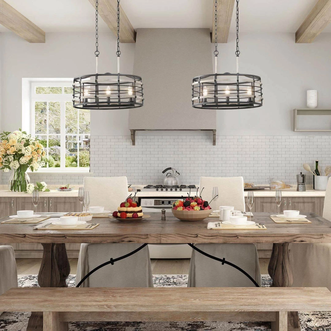 LNC Faux Wood Oval Cage Chandelier - 3 Lights Hot Sale 4 LNC Faux Wood Oval Cage Chandelier - 3 Lights Hot Sale