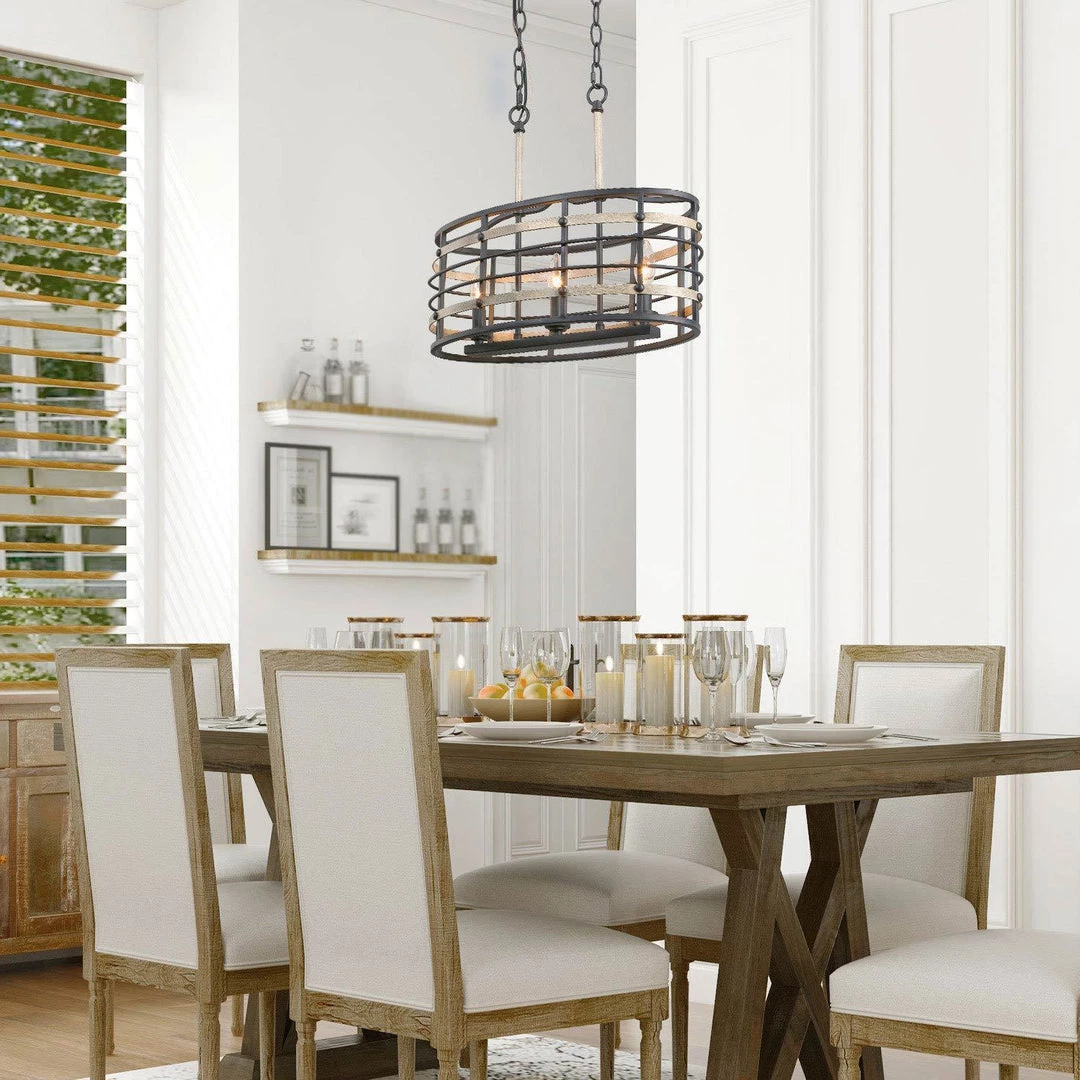 LNC Faux Wood Oval Cage Chandelier - 3 Lights Hot Sale 5 LNC Faux Wood Oval Cage Chandelier - 3 Lights Hot Sale