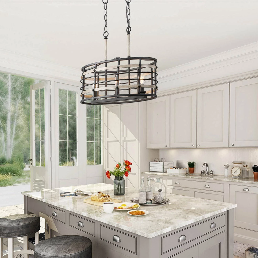 LNC Faux Wood Oval Cage Chandelier - 3 Lights Hot Sale 6 LNC Faux Wood Oval Cage Chandelier - 3 Lights Hot Sale