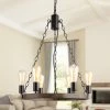 LNC Wagon Wheel Chandelier - 6 Lights-Clearance Lighting