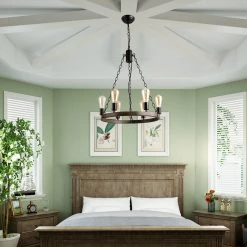 LNC Wagon Wheel Chandelier - 6 Lights-Clearance Lighting 14 LNC Wagon Wheel Chandelier - 6 Lights-Clearance Lighting