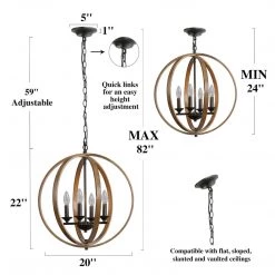 Lighting LNC Orb Geometric Chandelier Light - 4 Lights-Open Box