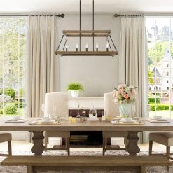 Lighting LNC Square Wood Chandelier Light - 5 Lights-Clearance