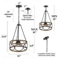 LNC Farmhouse Drum Chandeliers - 4 Lights