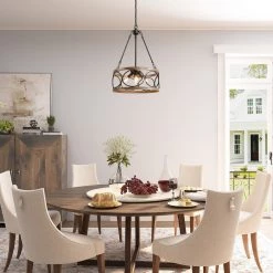 Lighting LNC Farmhouse Drum Chandeliers - 4 Lights-Open Box