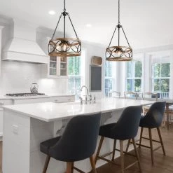 Lighting LNC Farmhouse Drum Chandeliers - 4 Lights-Open Box