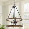 LNC Rustic Drum Chandelier - 3 Lights-Clearance