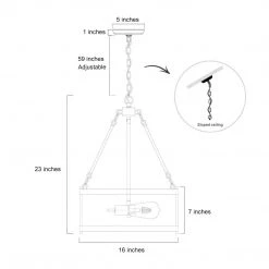 LNC Rustic Drum Chandelier - 3 Lights-Clearance