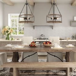 LNC Rustic Drum Chandelier - 3 Lights-Clearance