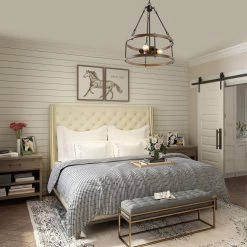 LNC Rustic Drum Chandelier - 3 Lights-Clearance