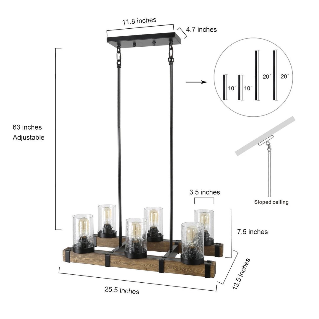 Lighting LNC Linear Wood Chandelier -Open Box 7 Lighting LNC Linear Wood Chandelier -Open Box