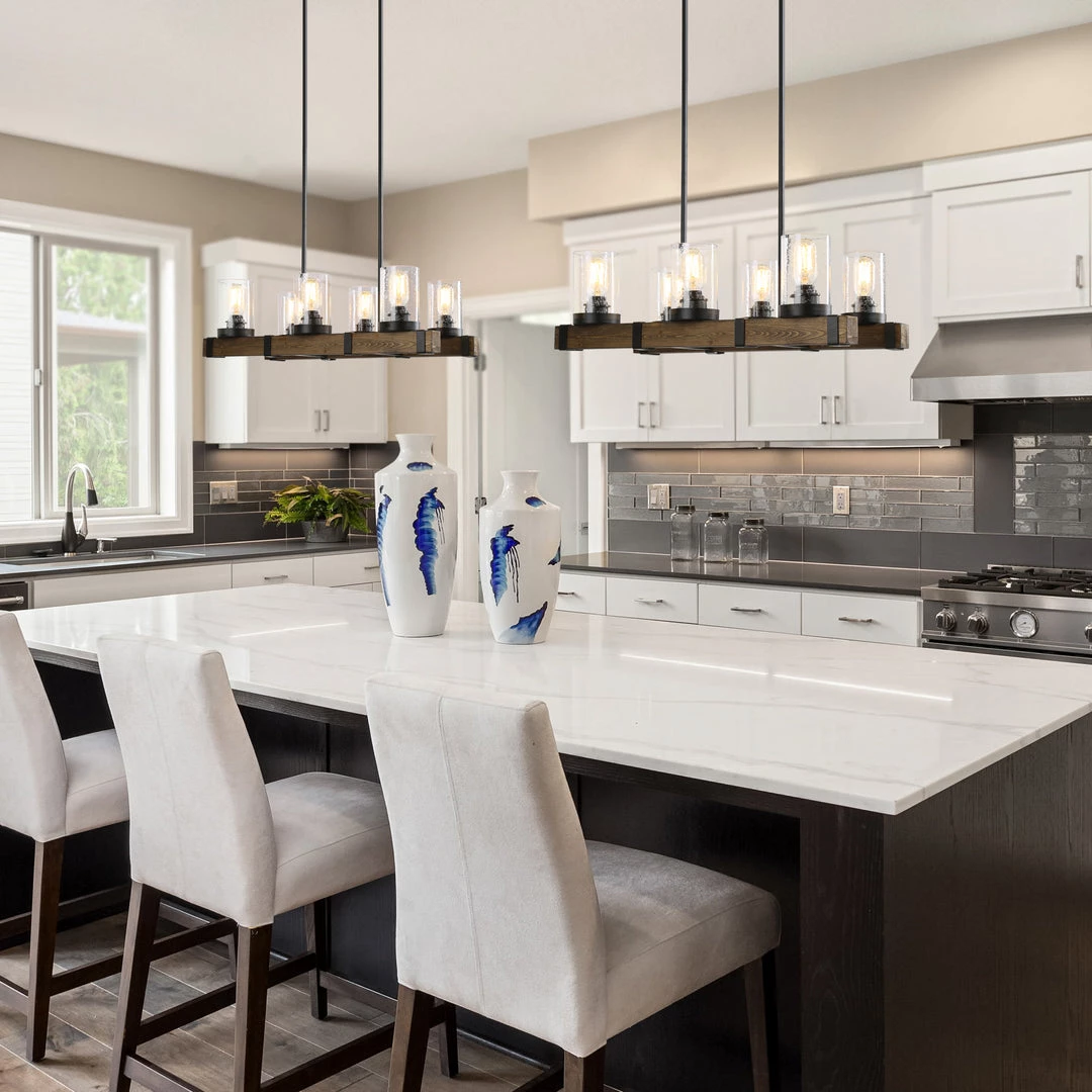 Lighting LNC Linear Wood Chandelier -Open Box 4 Lighting LNC Linear Wood Chandelier -Open Box