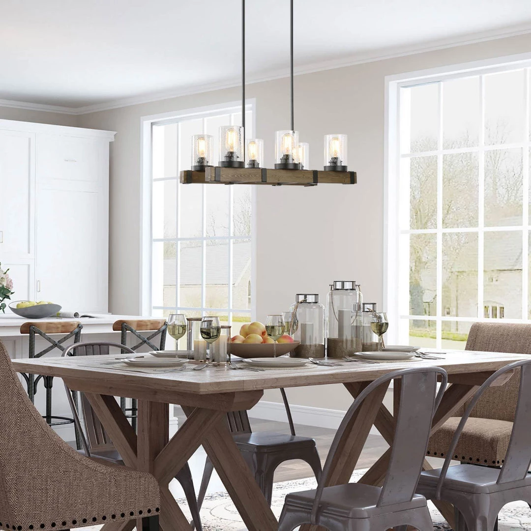 Lighting LNC Linear Wood Chandelier -Open Box 5 Lighting LNC Linear Wood Chandelier -Open Box