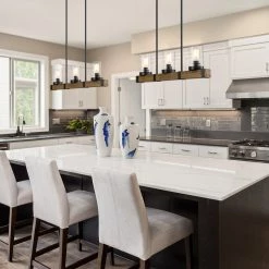 LNC Wood Iron Glass Chandelier-3 Lights Hot Sale