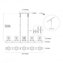 LNC Wood Iron Glass Chandelier-5 Lights Lighting