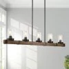 LNC Wood Iron Glass Chandelier-5 Lights-Open Box Lighting
