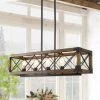 Lighting LNC Wood Cage Cross-iron Chandelier-Open Box