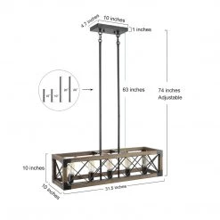 LNC Wood Cage Cross-iron Chandelier-5 Lights Hot Sale