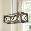 LNC Wood Cage Cross-iron Chandelier 3 Light Hot Sale